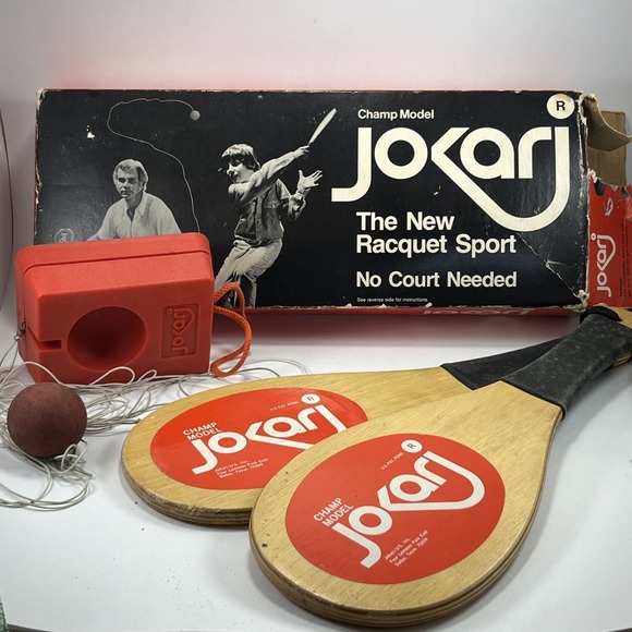 Jokari Other - Jokari Champ Model Set Vintage 70s Racquetball Handball Paddle Ball Sport RARE